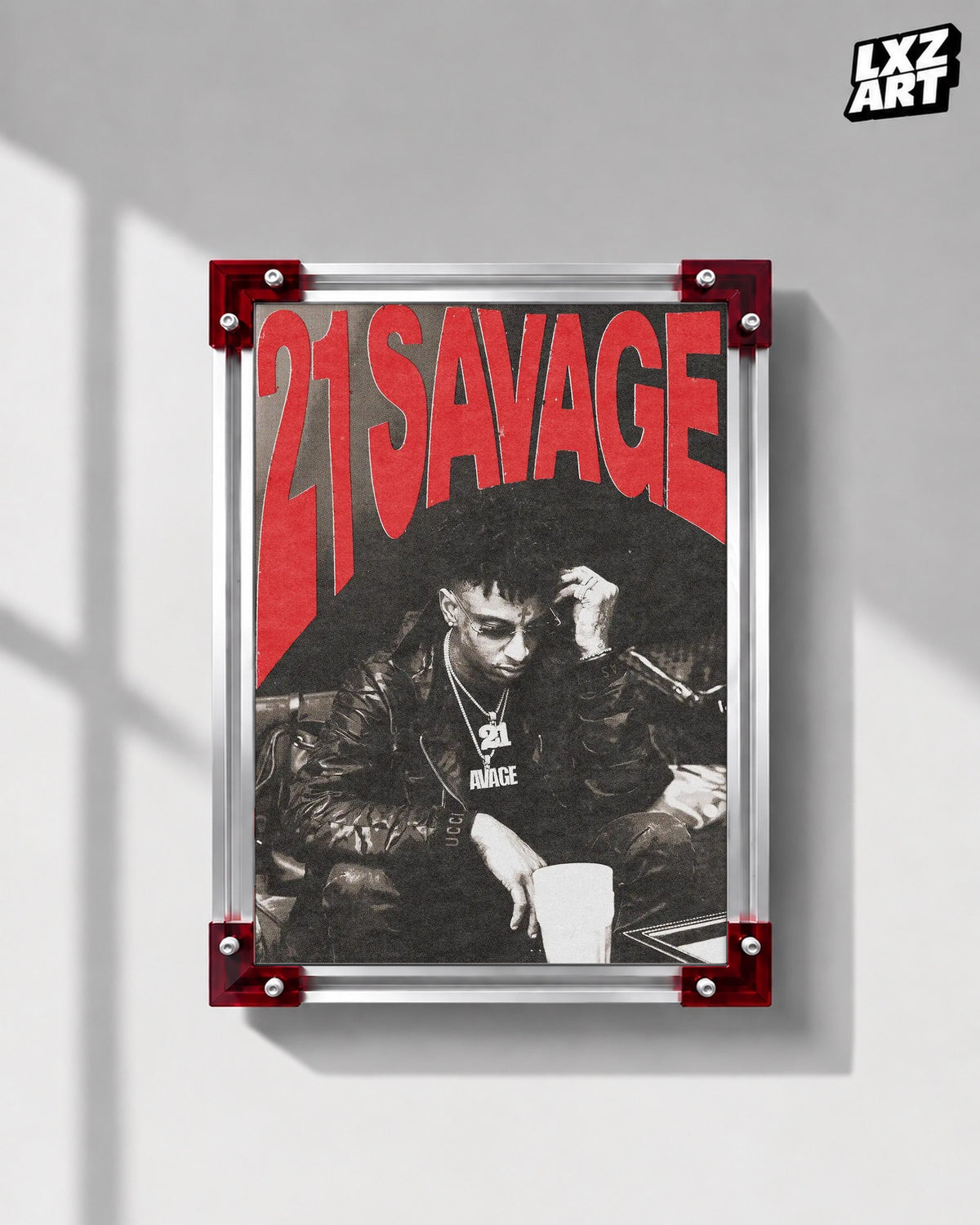 21 Savage Red Logo Portrait Poster | Unframed Bedroom Wall Art — LXZART display 1; frame not included