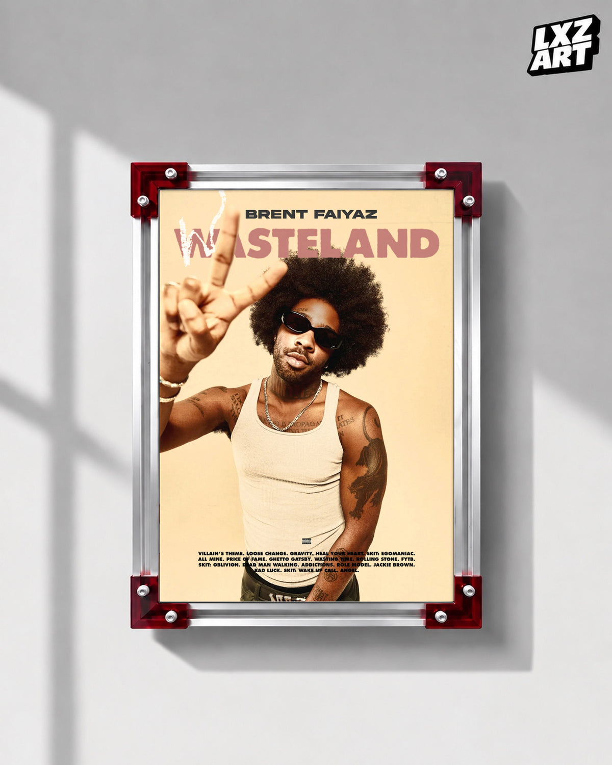Brent Faiyaz Wasteland Poster | Tracklist Edition | Unframed Bedroom Wall Art — LXZART display 1; frame not included