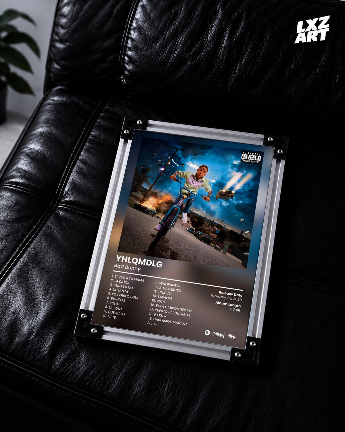Bad Bunny YHLQMDLG Tracklist Poster | Unframed Bedroom Wall Art — LXZART display 2; frame not included