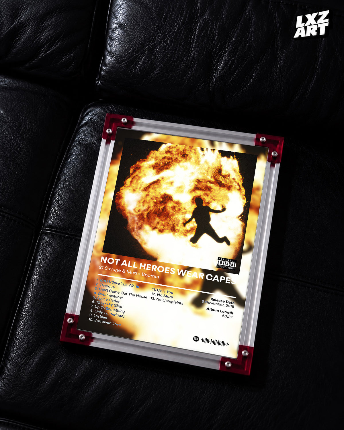 Metro Boomin Not All Heroes Wear Capes Album Poster | Unframed Bedroom Wall Art — LXZART display 2; frame not included