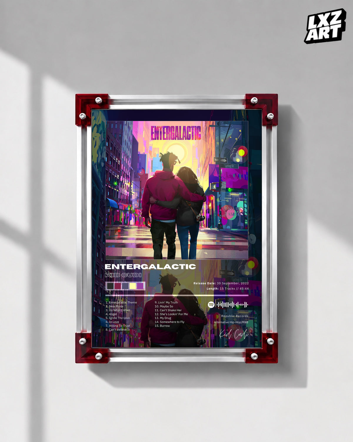 Kid Cudi 'Entergalactic' Album Poster — LXZART display 1; frame not included
