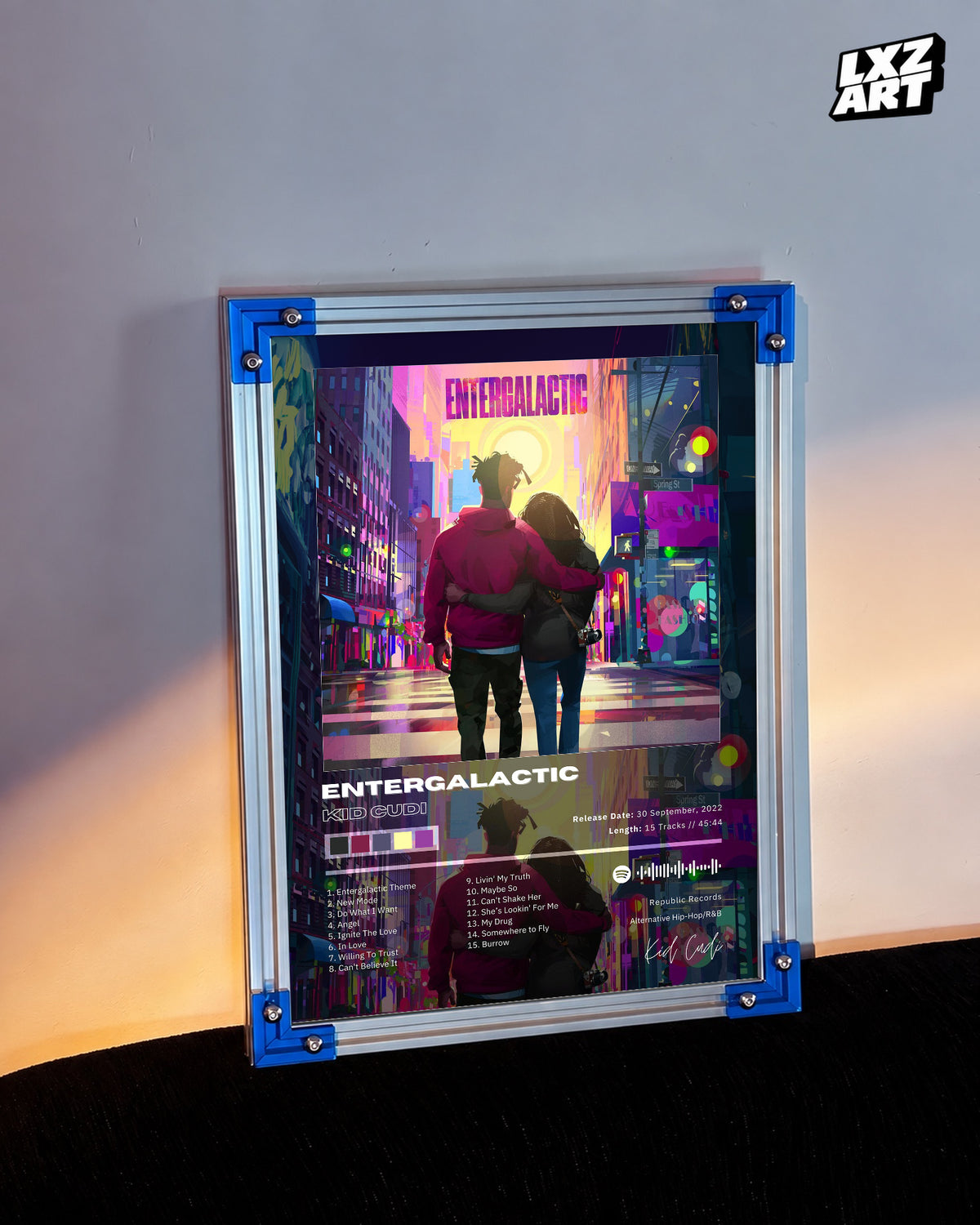 Kid Cudi 'Entergalactic' Album Poster — LXZART display 3; frame not included