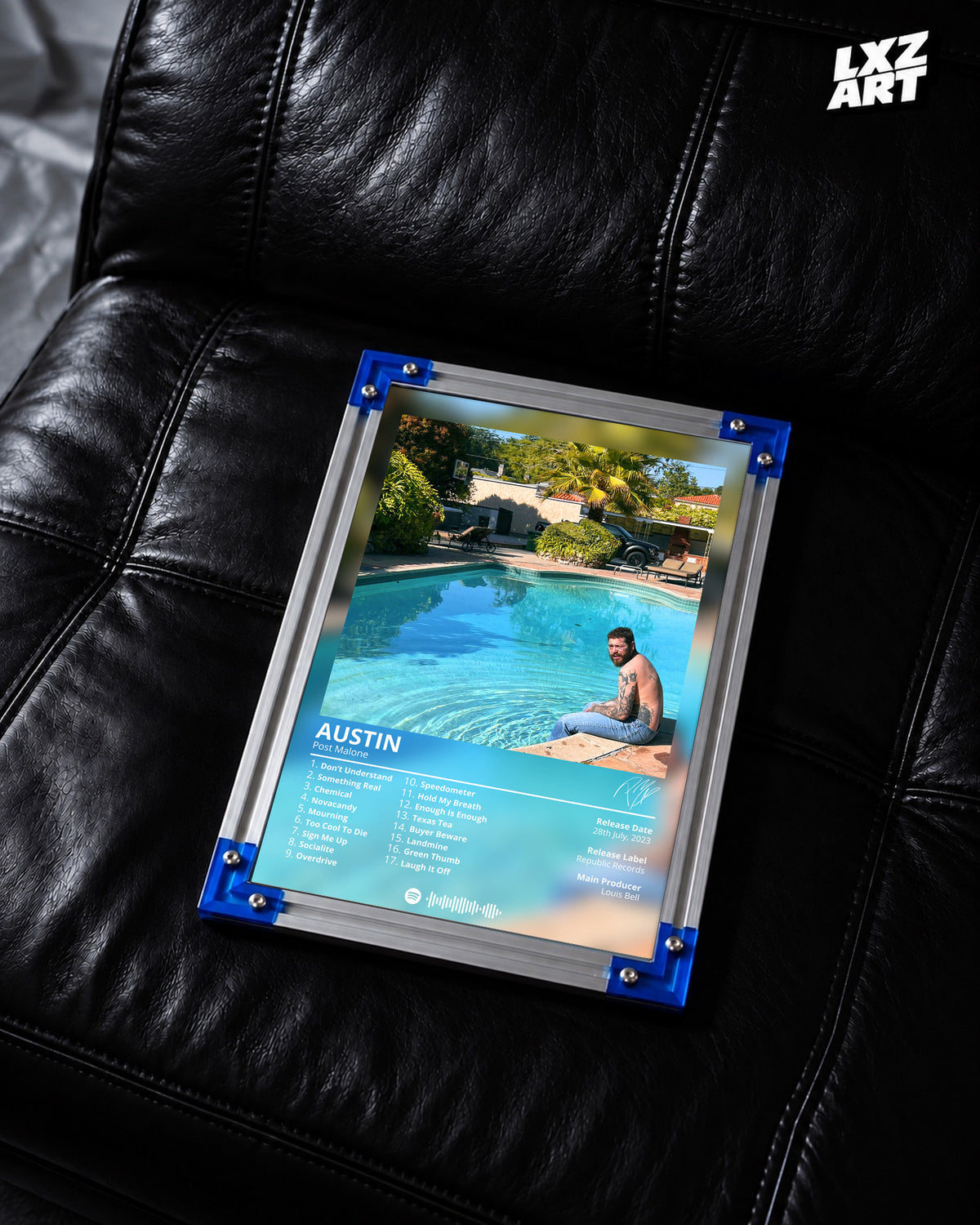 Post Malone Austin Tracklist Poster | Unframed Bedroom Wall Art — LXZART display 2; frame not included