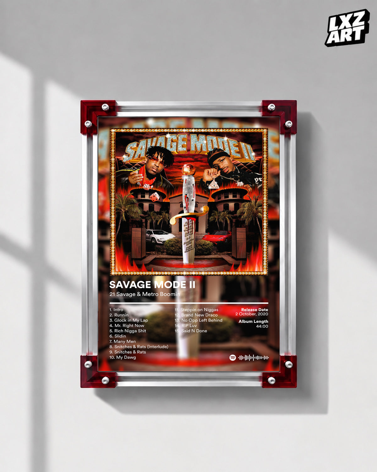 21 Savage & Metro Boomin Savage Mode II Album Poster | Unframed Bedroom Wall Art — LXZART display 1; frame not included