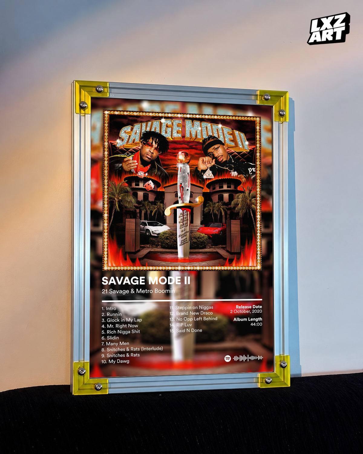 21 Savage & Metro Boomin Savage Mode II Album Poster | Unframed Bedroom Wall Art — LXZART display 3; frame not included
