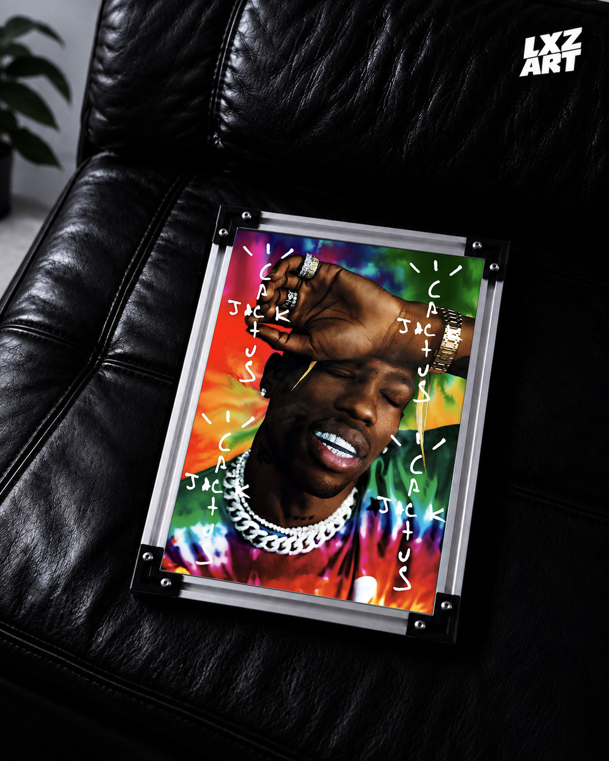 Travis Scott Cactus Jack Portrait Poster | Unframed Bedroom Wall Art — LXZART display 2; frame not included