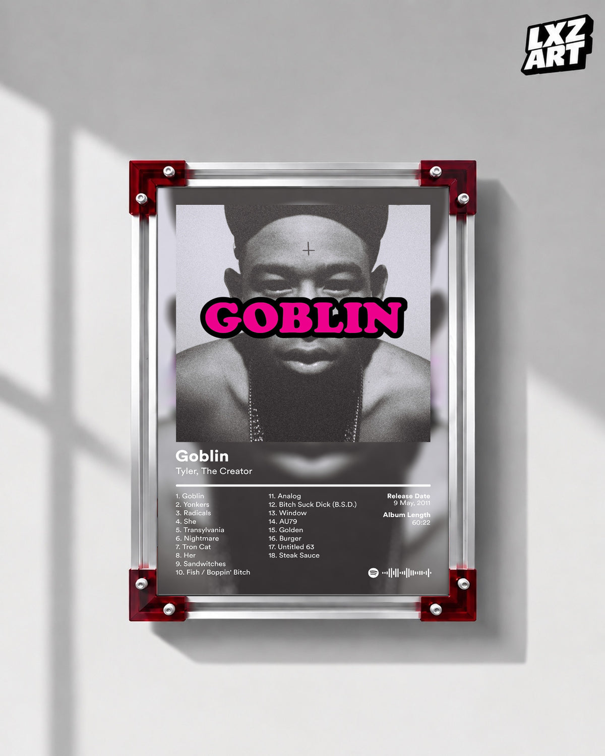 Tyler The Creator Goblin Tracklist Poster | Unframed Bedroom Wall Art — LXZART display 1; frame not included
