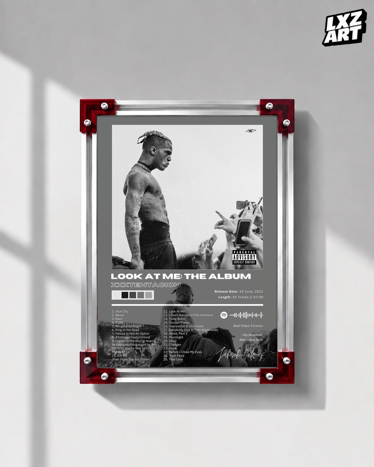 XXXTENTACION Look At Me: The Album Poster | Unframed Bedroom Wall Art — LXZART display 1; frame not included