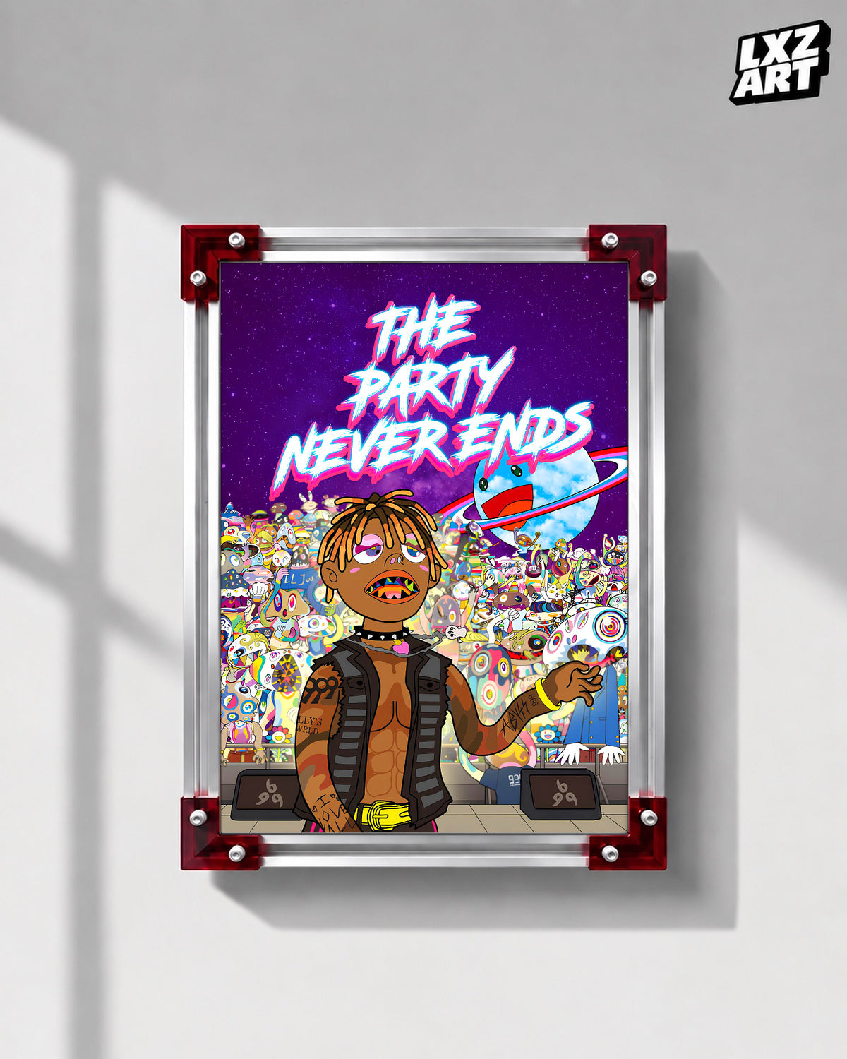 Juice WRLD The Party Never Ends Poster | Unframed Bedroom Wall Art — LXZART display 1; frame not included