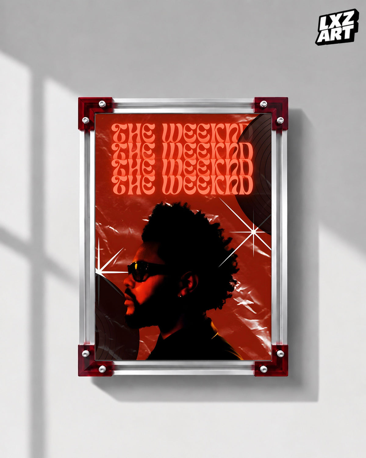 The Weeknd Red Vinyl Portrait Poster | Unframed Bedroom Wall Art — LXZART display 1; frame not included