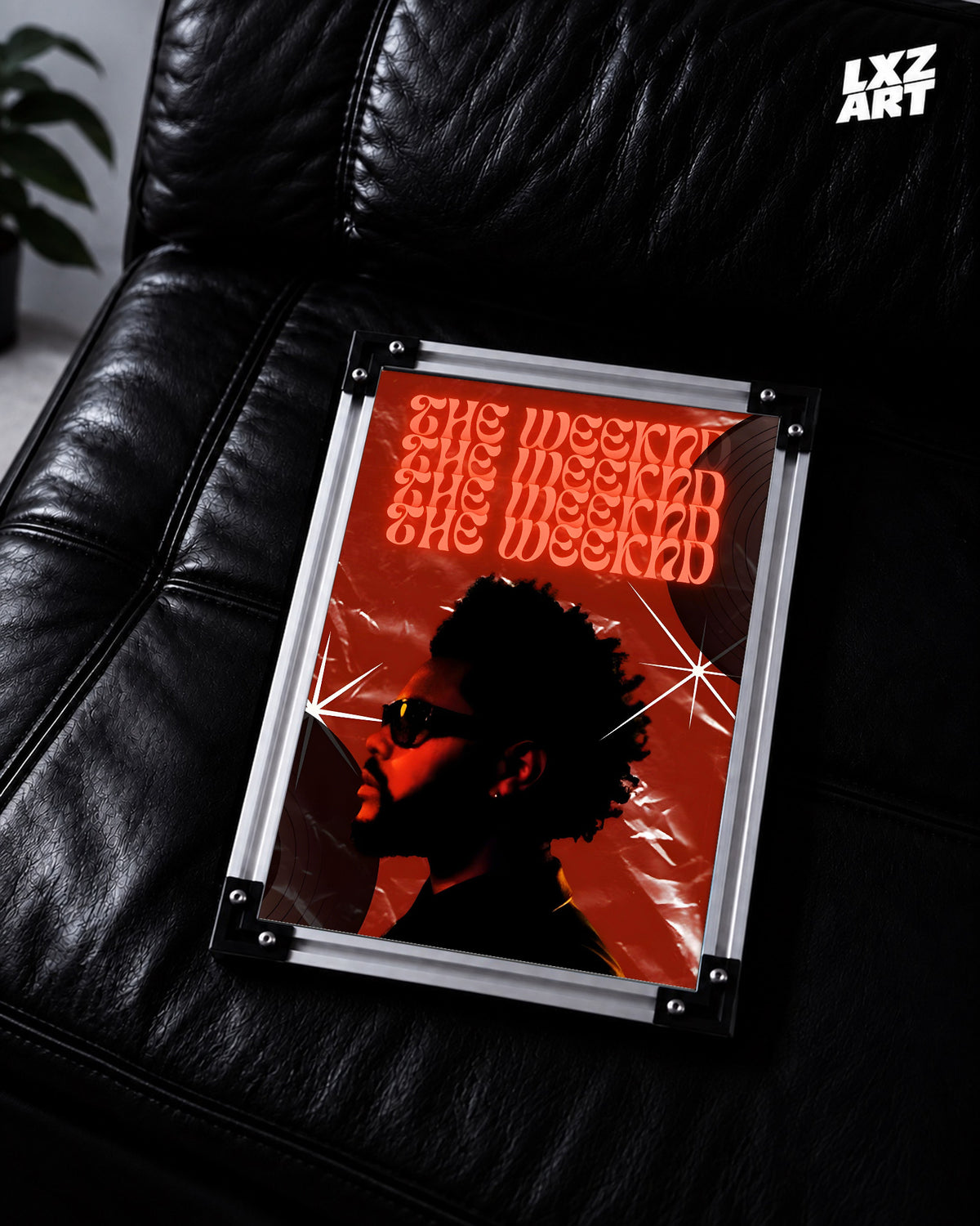 The Weeknd Red Vinyl Portrait Poster | Unframed Bedroom Wall Art — LXZART display 2; frame not included