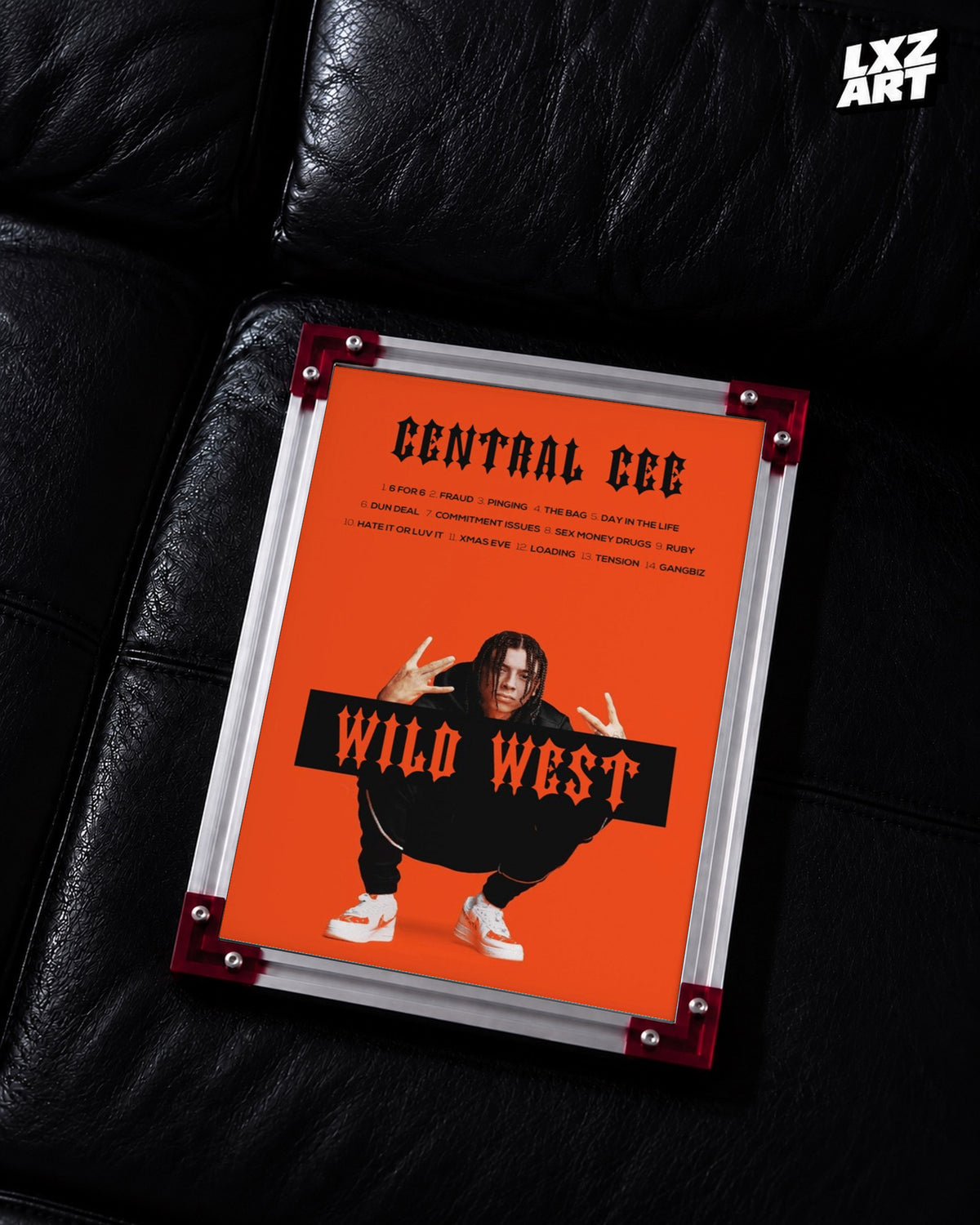 Central Cee Wild West Tracklist Poster | Unframed UK Rap Wall Art — LXZART display 2; frame not included