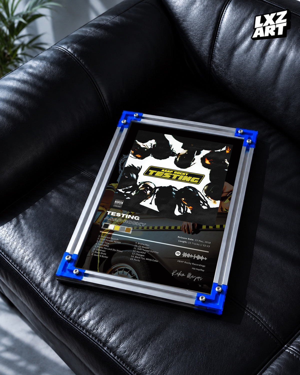 A Rocky TESTING Tracklist Poster | Album Version | Unframed Hip Hop Wall Art — LXZART display 2; frame not included