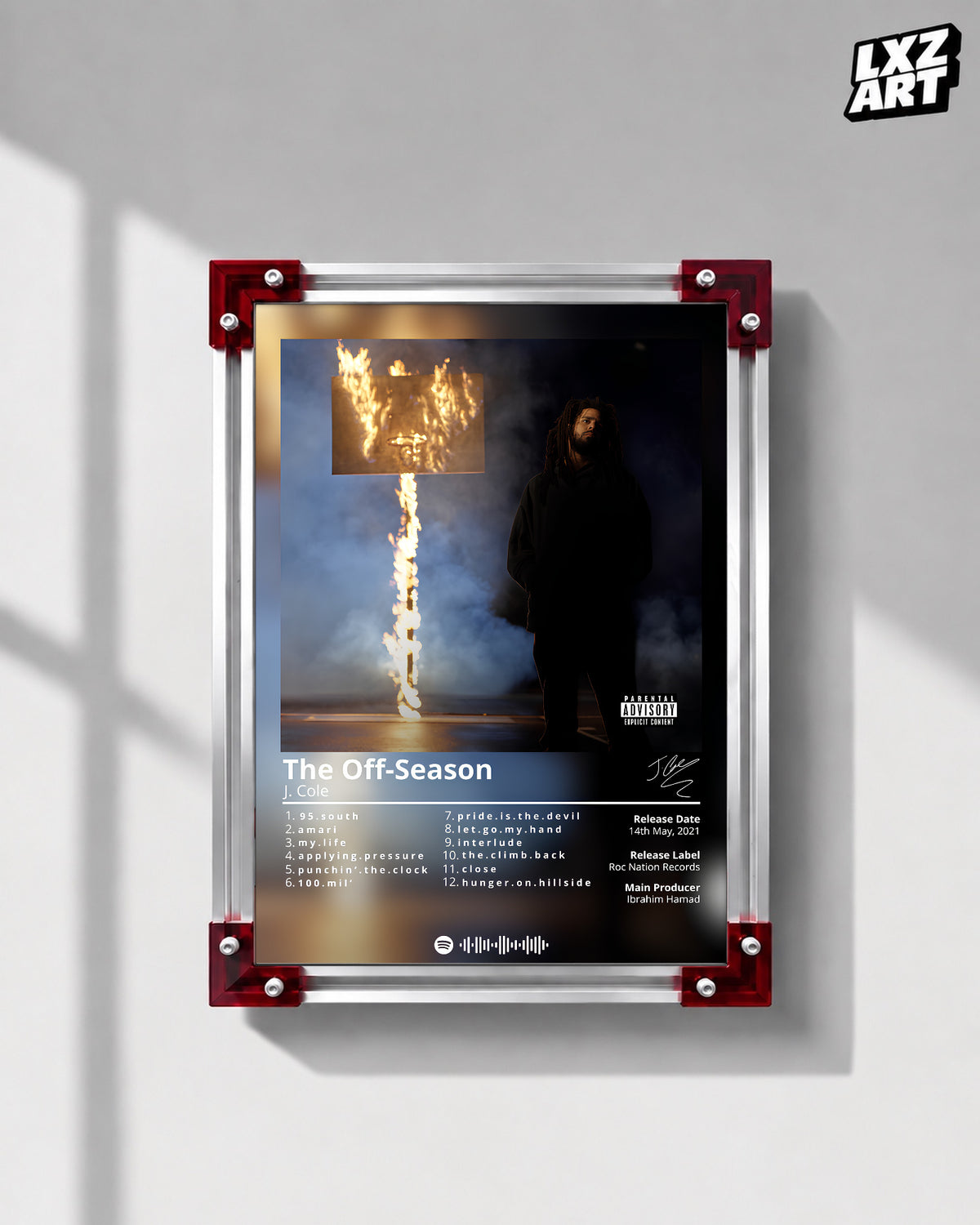 J. Cole 'The Off-Season' Album Poster — LXZART display 1; frame not included
