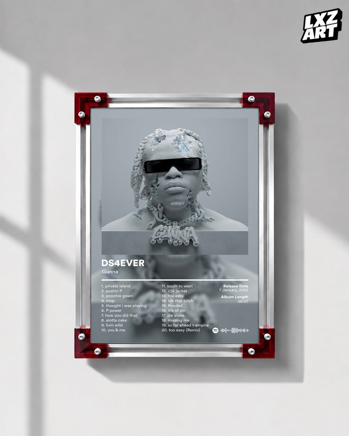 Gunna 'DS4EVER' Album Poster — LXZART display 1; frame not included