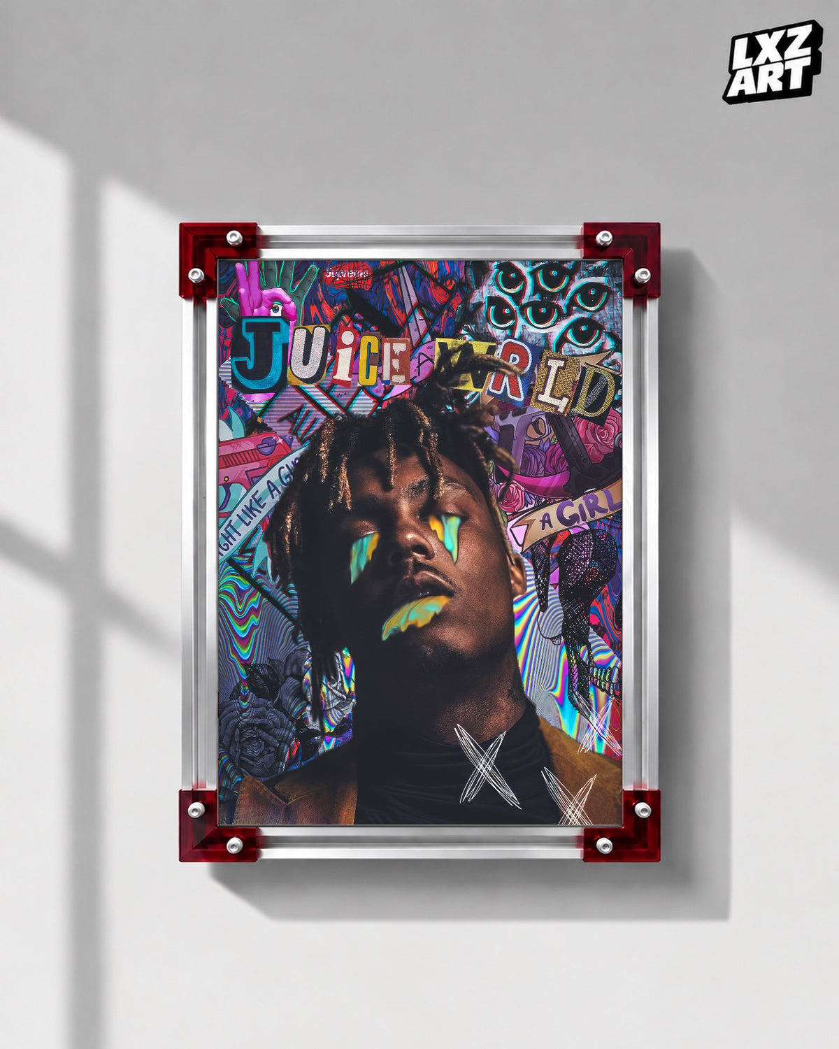 Juice WRLD Graffiti Portrait Poster | Unframed Bedroom Wall Art — LXZART display 1; frame not included