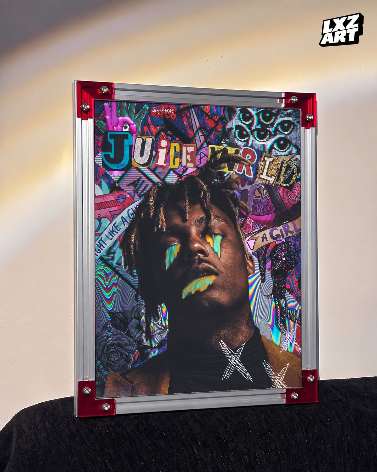 Juice WRLD Graffiti Portrait Poster | Unframed Bedroom Wall Art — LXZART display 3; frame not included