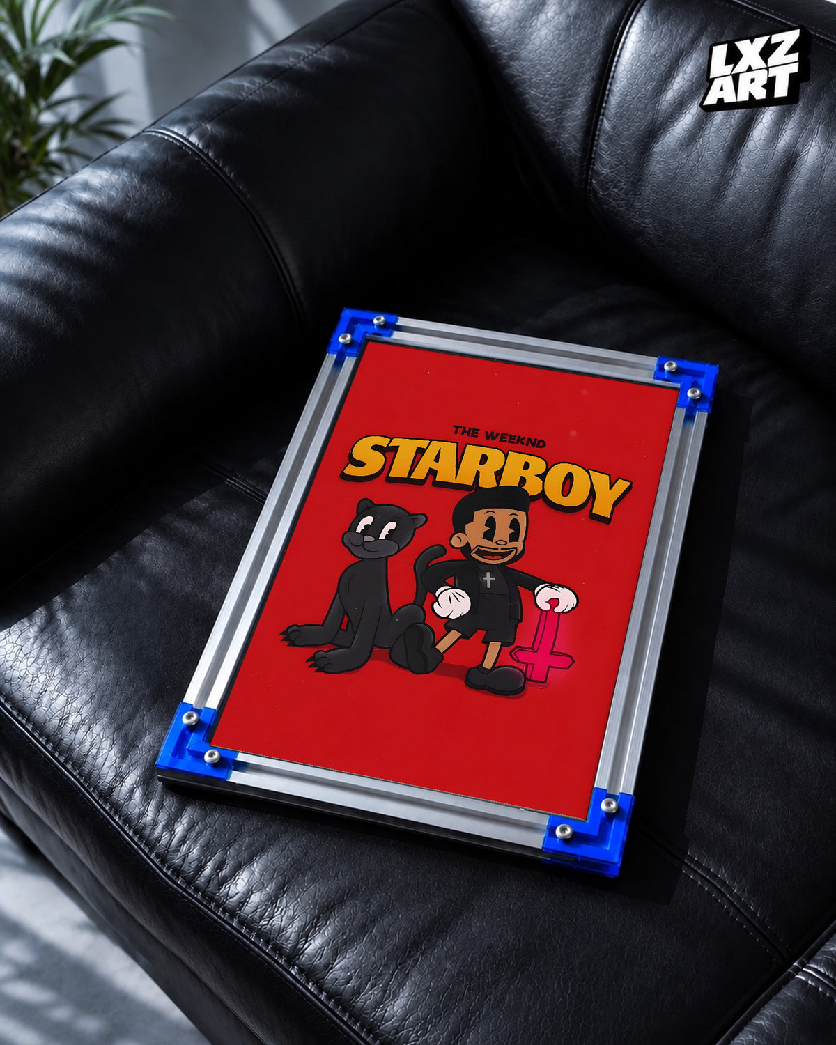 The Weeknd Starboy Cartoon Poster | Unframed Bedroom Wall Art — LXZART display 2; frame not included