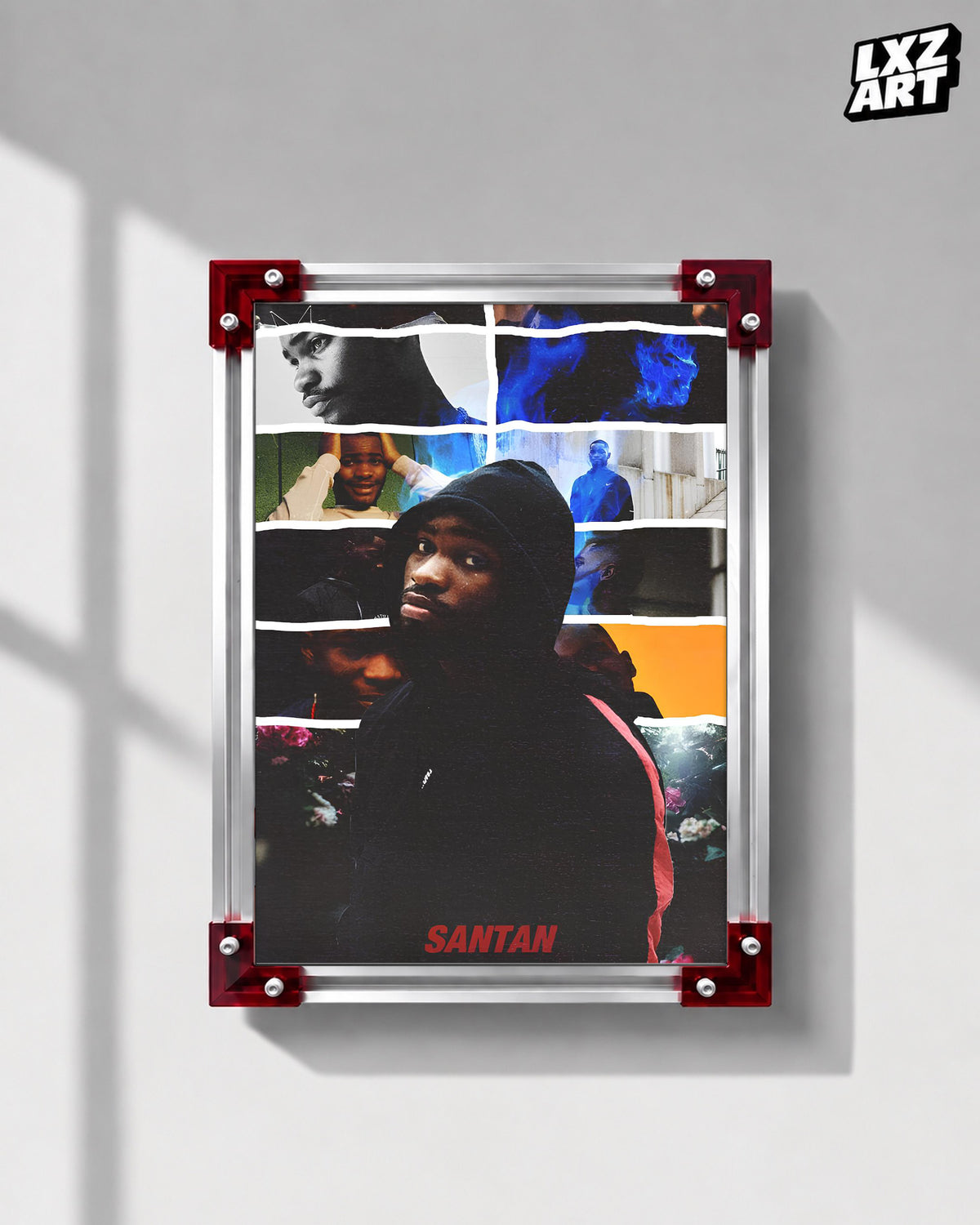 Santan Dave Hoodie Collage Poster | Unframed UK Rap Wall Art — LXZART display 1; frame not included