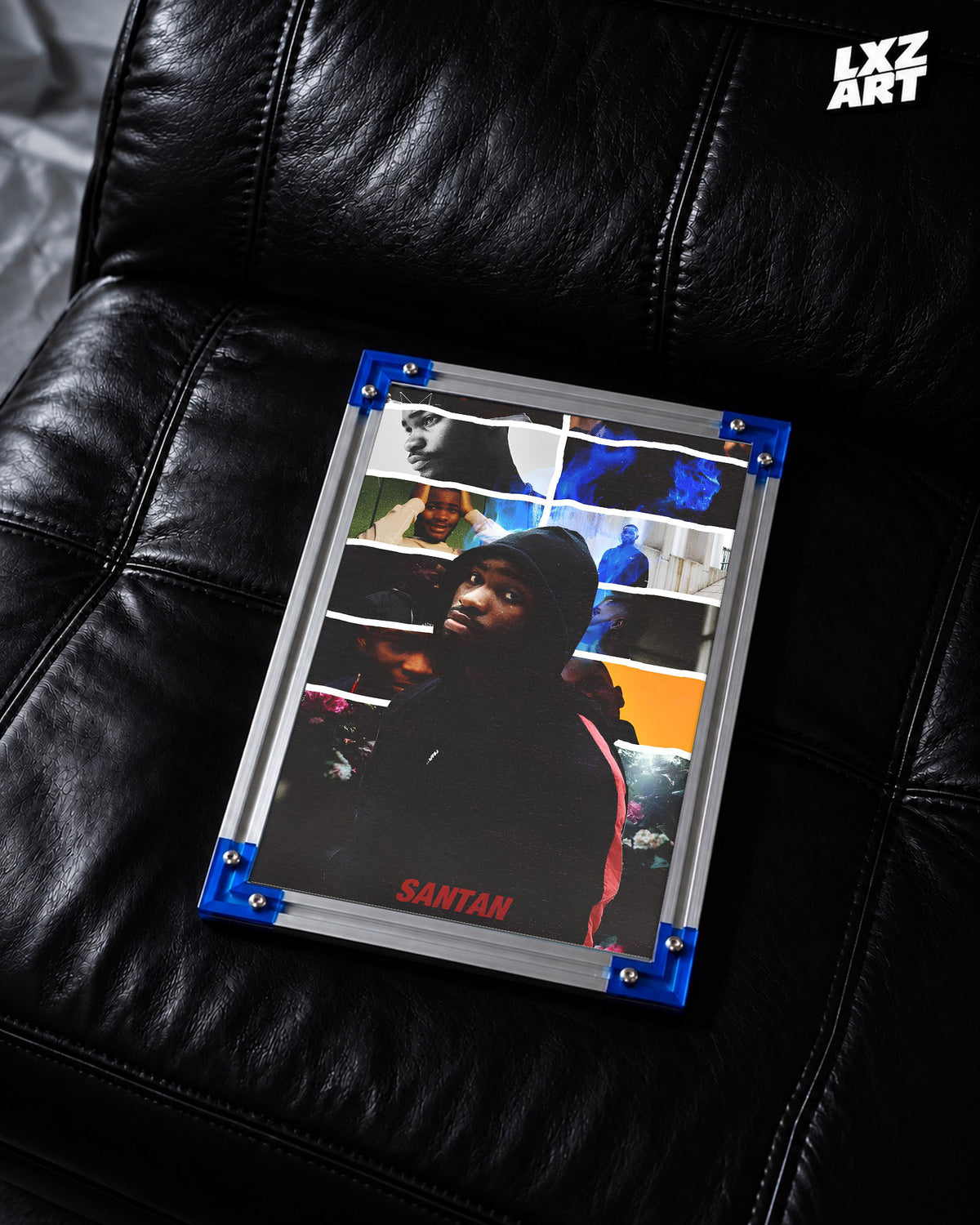 Santan Dave Hoodie Collage Poster | Unframed UK Rap Wall Art — LXZART display 2; frame not included