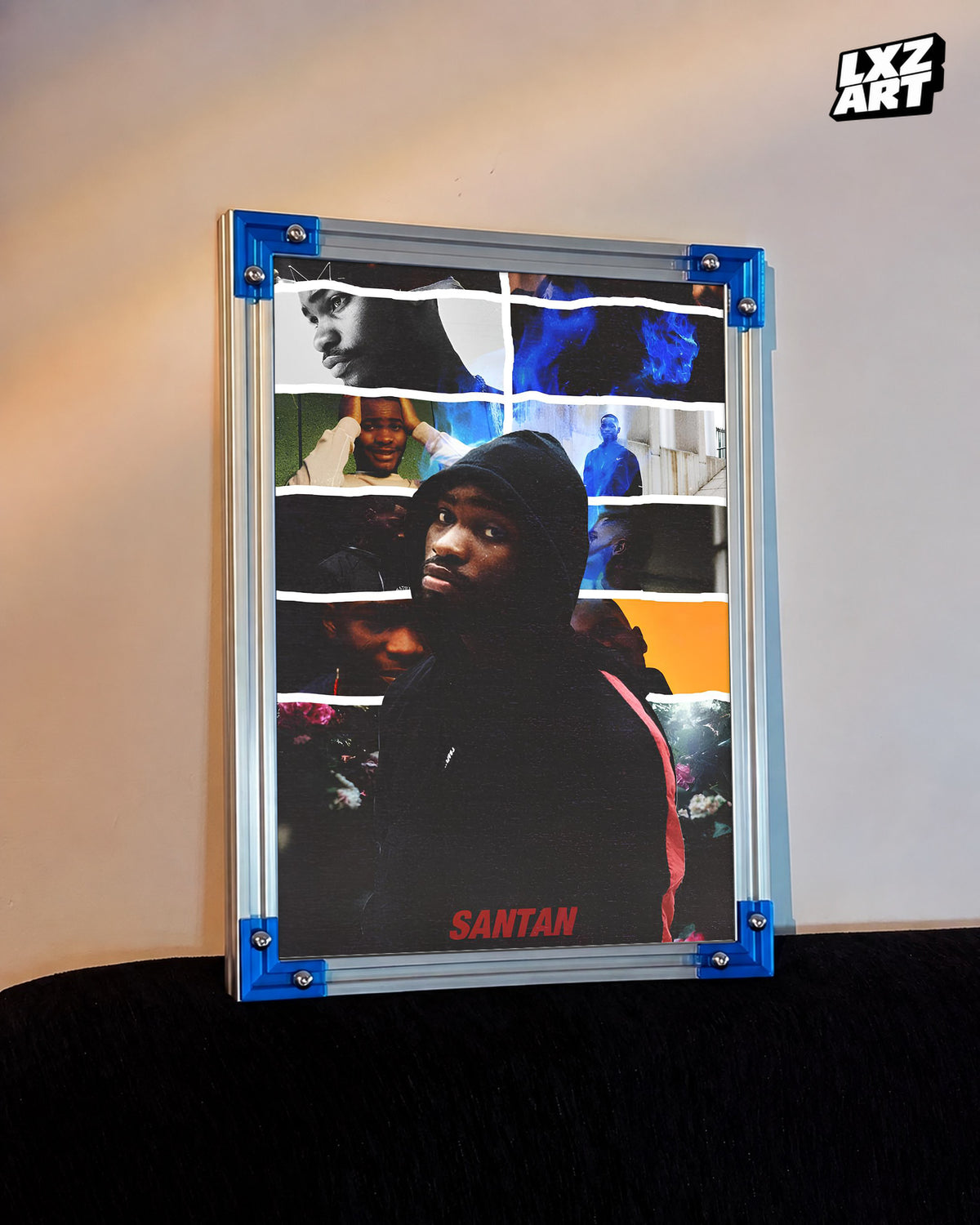 Santan Dave Hoodie Collage Poster | Unframed UK Rap Wall Art — LXZART display 3; frame not included