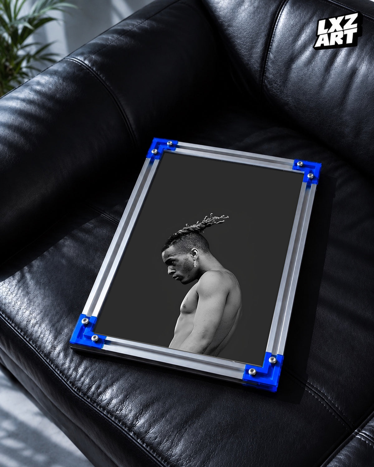 XXXTENTACION Black and White Portrait Poster | Unframed Bedroom Wall Art — LXZART display 2; frame not included