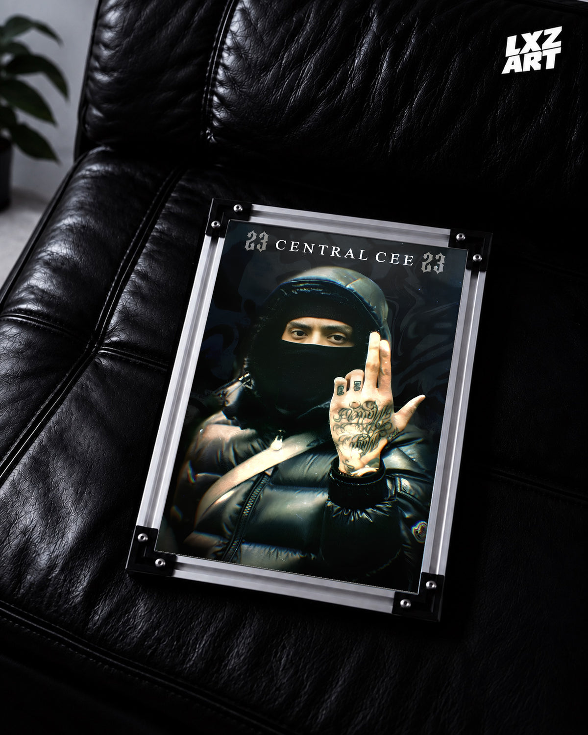 Central Cee 23 Masked Portrait Poster | Unframed UK Rap Wall Art — LXZART display 2; frame not included