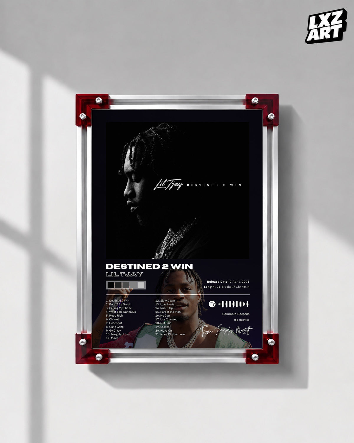 Lil Tjay Destined 2 Win Tracklist Poster | Unframed Bedroom Wall Art — LXZART display 1; frame not included
