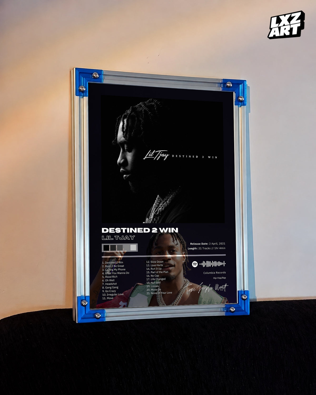 Lil Tjay Destined 2 Win Tracklist Poster | Unframed Bedroom Wall Art — LXZART display 3; frame not included