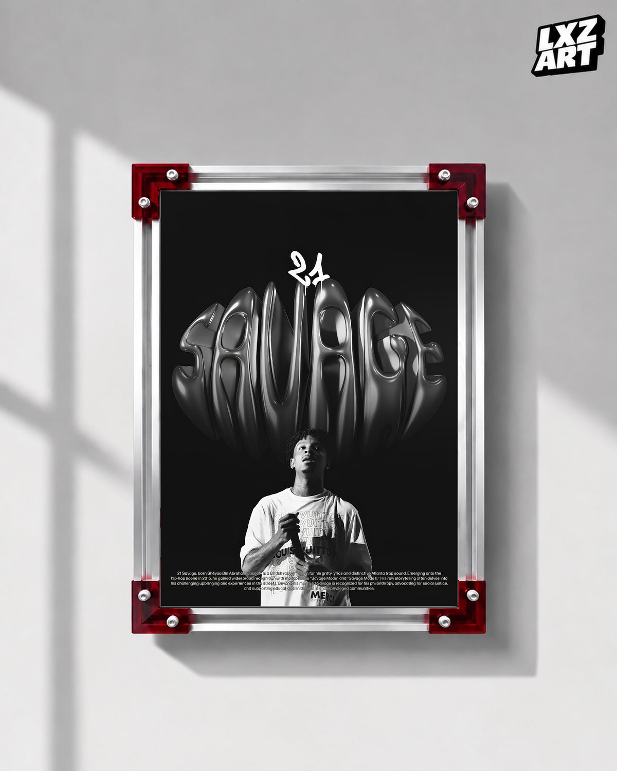 21 Savage Metallic Logo Portrait Poster | Unframed Bedroom Wall Art — LXZART display 1; frame not included