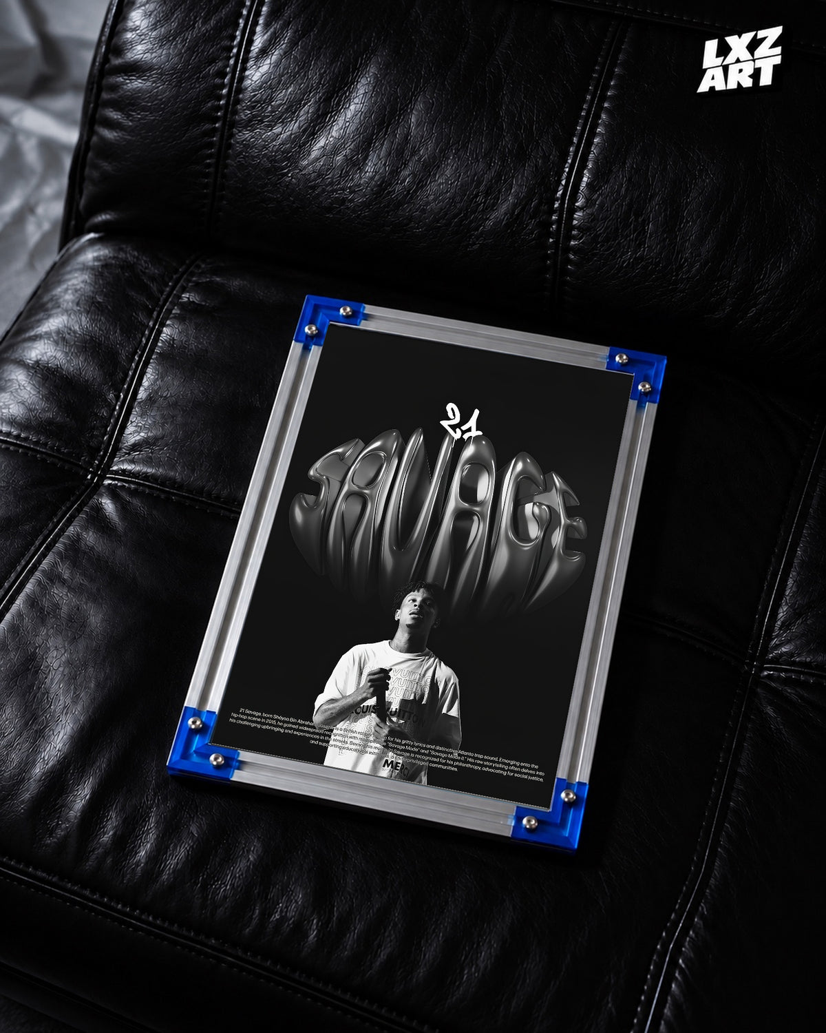 21 Savage Metallic Logo Portrait Poster | Unframed Bedroom Wall Art — LXZART display 2; frame not included