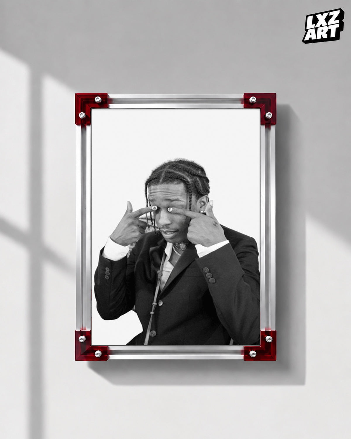 A$AP Rocky Black and White Portrait Poster | Unframed Hip Hop Wall Art — LXZART display 1; frame not included