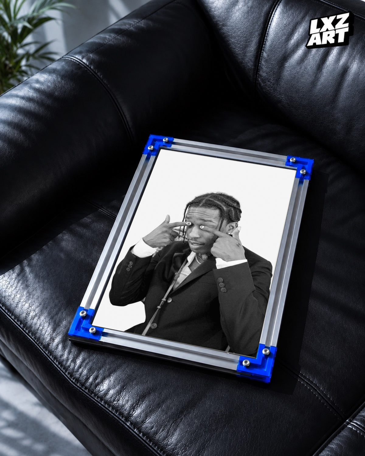A$AP Rocky Black and White Portrait Poster | Unframed Hip Hop Wall Art — LXZART display 2; frame not included