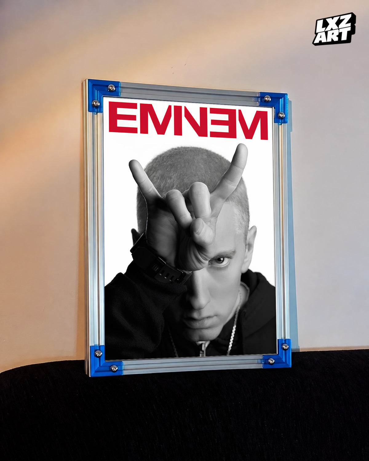Eminem Black and White Portrait Poster | Red Devil | Unframed Bedroom Wall Art — LXZART display 3; frame not included