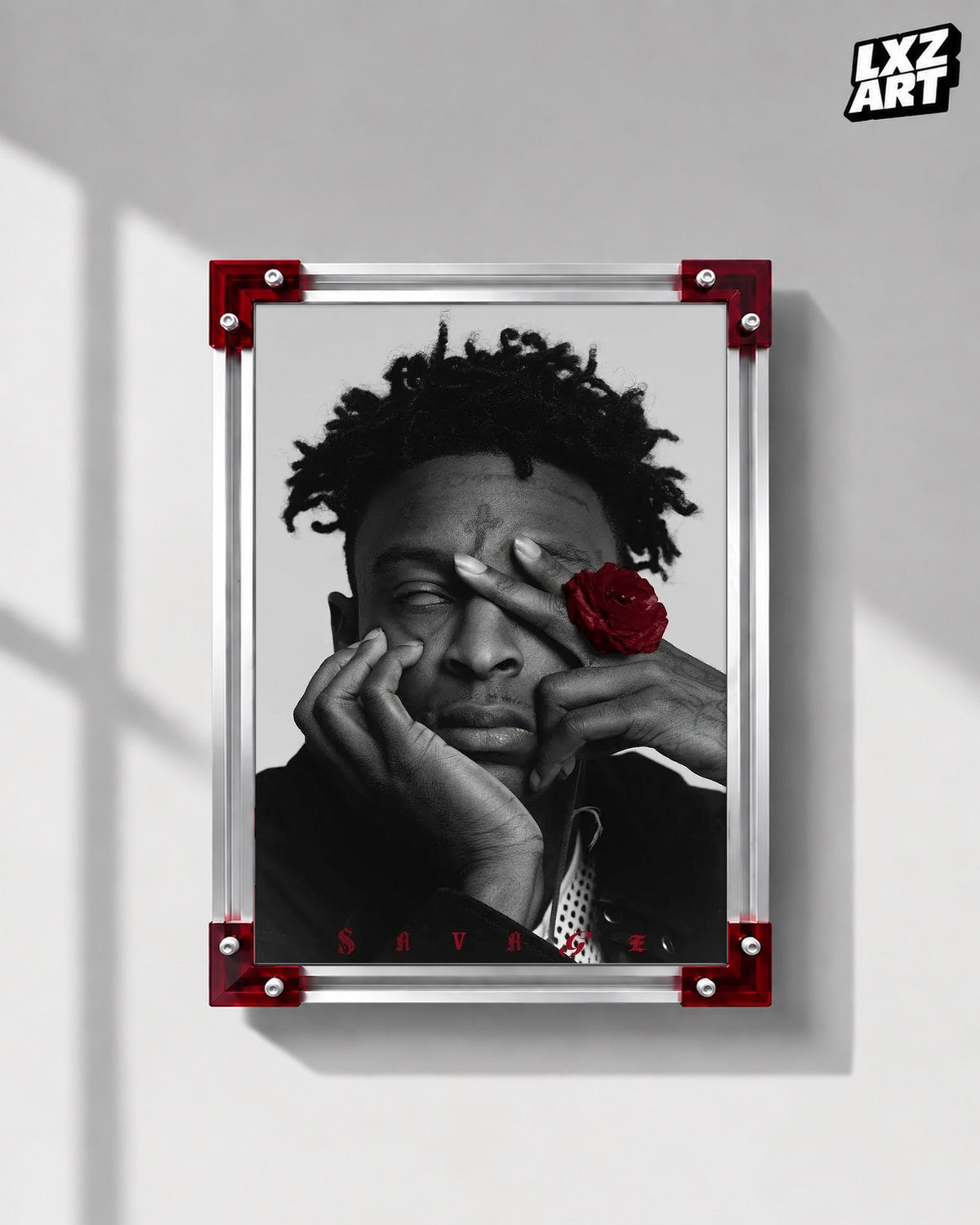 21 Savage Red Rose Portrait Poster | Unframed Bedroom Wall Art — LXZART display 1; frame not included