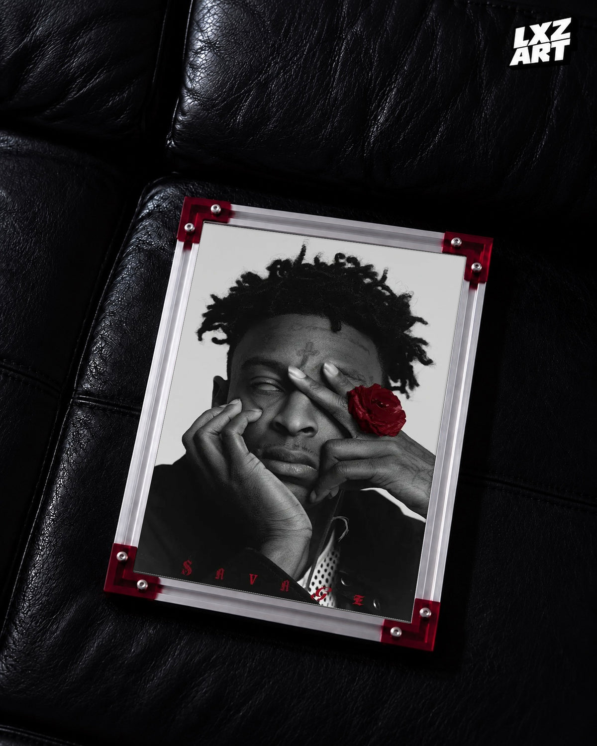 21 Savage Red Rose Portrait Poster | Unframed Bedroom Wall Art — LXZART display 2; frame not included