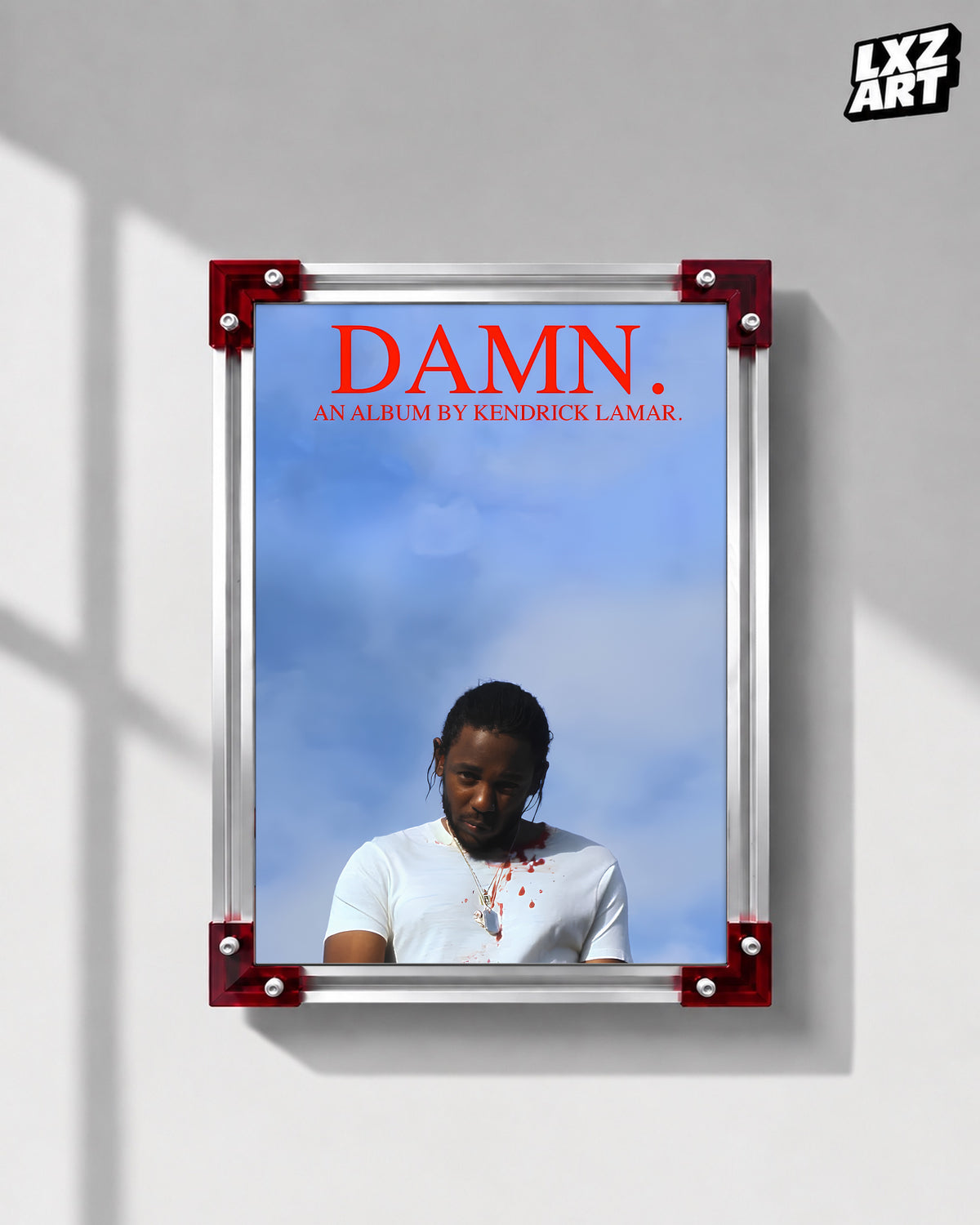 Kendrick Lamar DAMN. Blue Sky Poster | Unframed Hip Hop Wall Art — LXZART display 1; frame not included