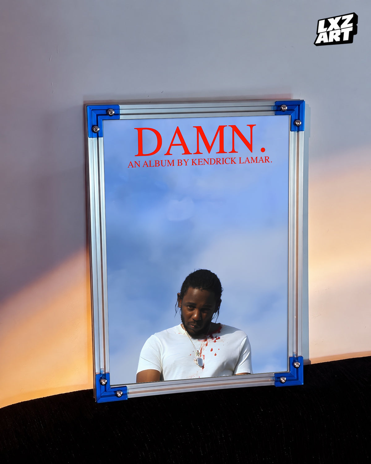 Kendrick Lamar DAMN. Blue Sky Poster | Unframed Hip Hop Wall Art — LXZART display 3; frame not included