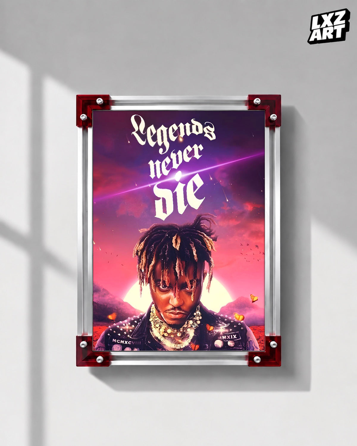 Juice WRLD Legends Never Die Sunset Portrait Poster | Unframed Bedroom Wall Art — LXZART display 1; frame not included