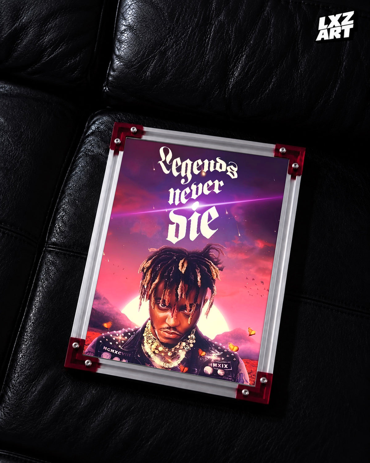 Juice WRLD Legends Never Die Sunset Portrait Poster | Unframed Bedroom Wall Art — LXZART display 2; frame not included