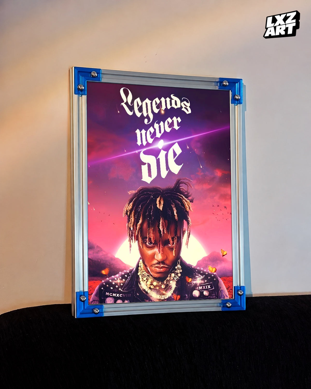 Juice WRLD Legends Never Die Sunset Portrait Poster | Unframed Bedroom Wall Art — LXZART display 3; frame not included