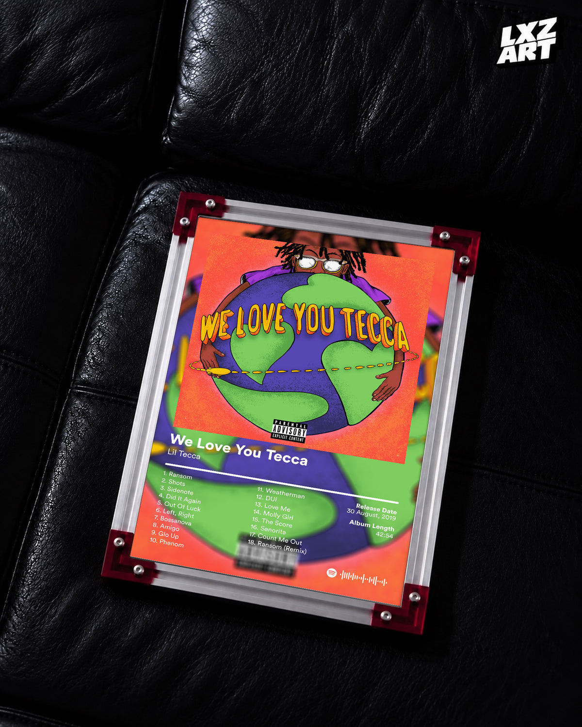 Lil Tecca We Love You Tecca Tracklist Poster | Unframed Bedroom Wall Art — LXZART display 2; frame not included