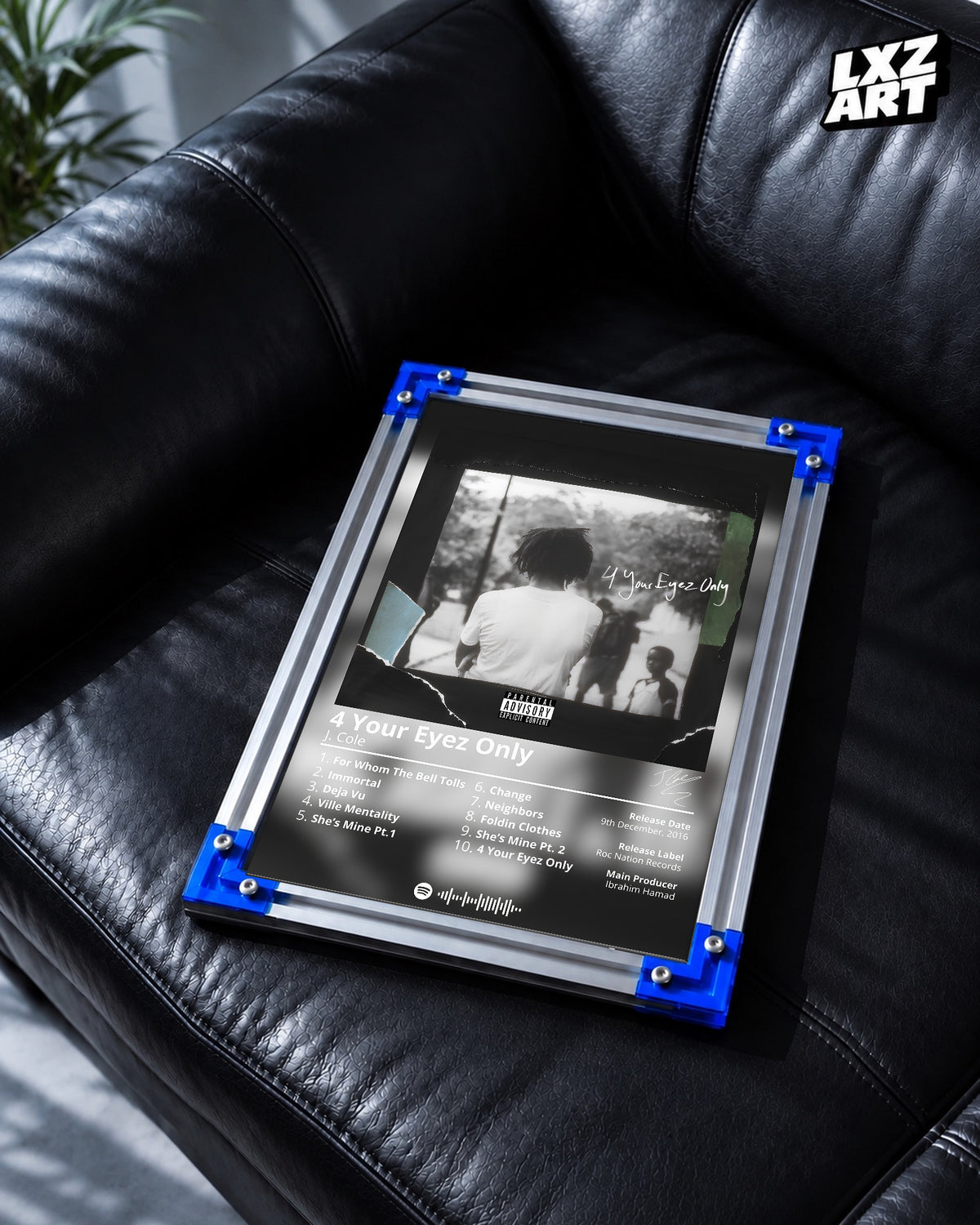 J. Cole '4 Your Eyez Only' Album Poster — LXZART display 2; frame not included