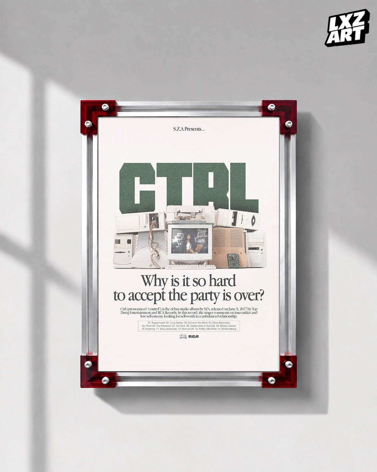 SZA Ctrl Typography Poster | Unframed Bedroom Wall Art — LXZART display 1; frame not included