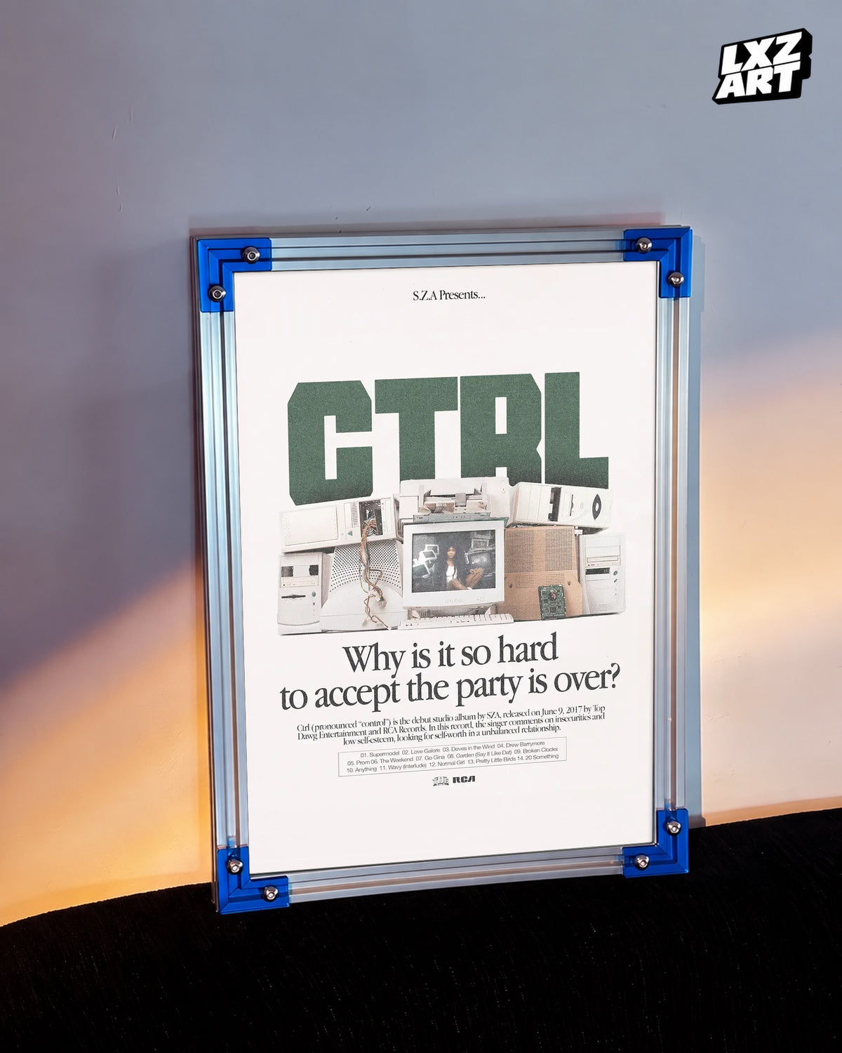SZA Ctrl Typography Poster | Unframed Bedroom Wall Art — LXZART display 3; frame not included