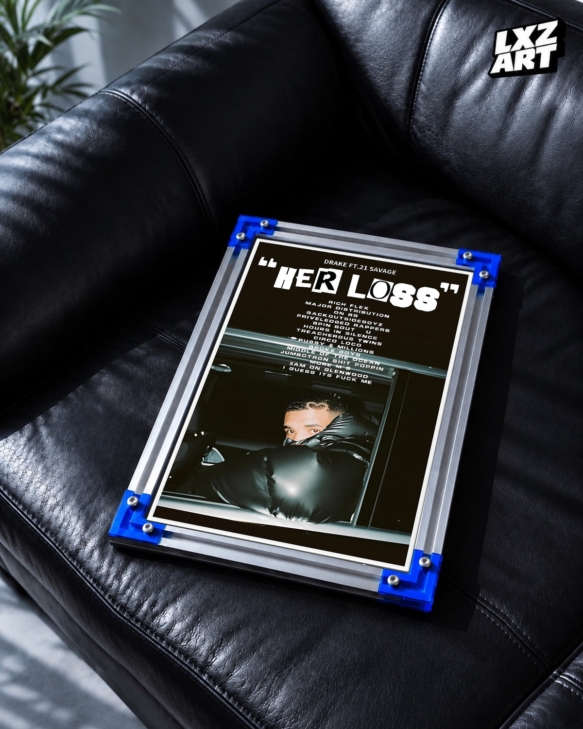 Drake & 21 Savage Her Loss Tracklist Poster | Unframed Bedroom Wall Art — LXZART display 2; frame not included
