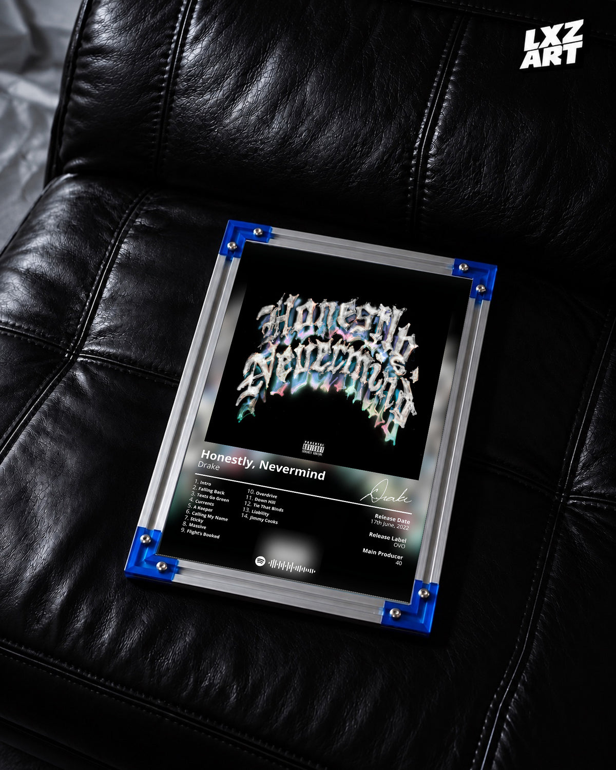 Drake Honestly, Nevermind Tracklist Poster | Unframed Bedroom Wall Art — LXZART display 2; frame not included