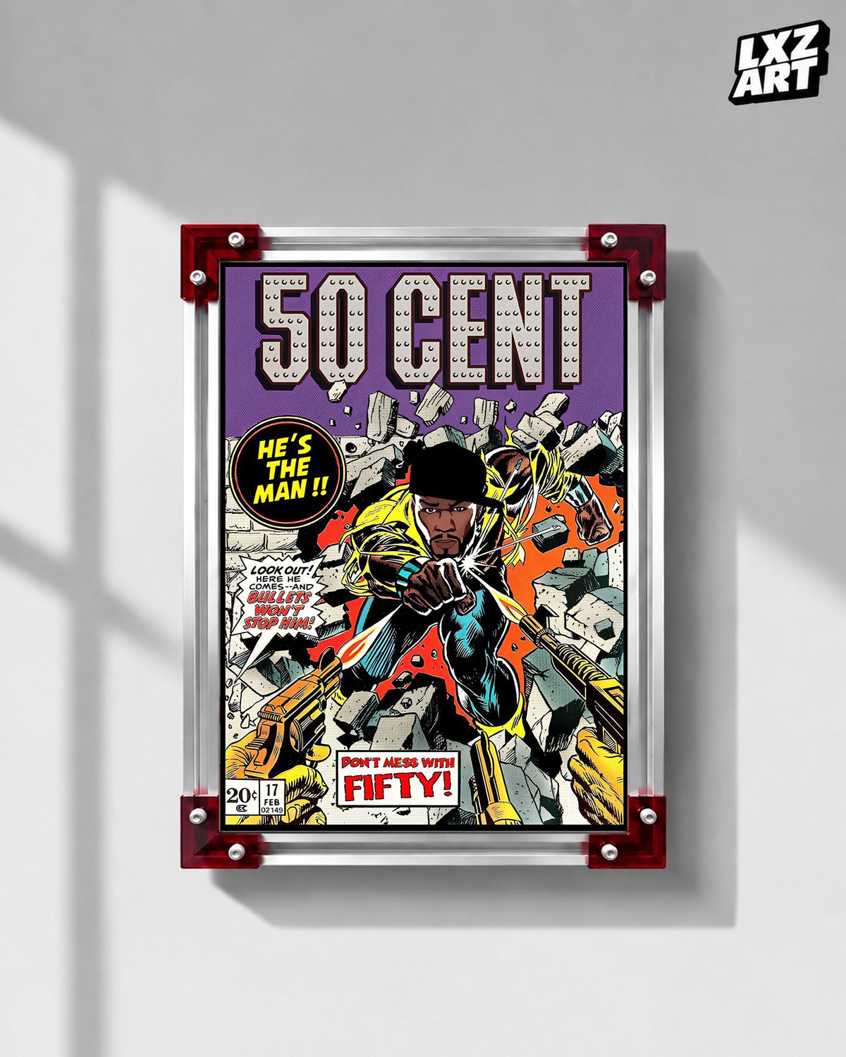50 Cent Comic Poster | Unframed Bedroom Wall Art — LXZART display 1; frame not included