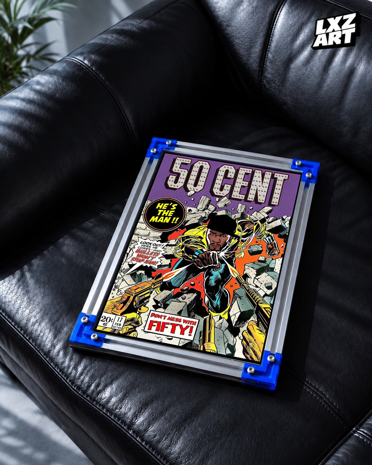 50 Cent Comic Poster | Unframed Bedroom Wall Art — LXZART display 2; frame not included