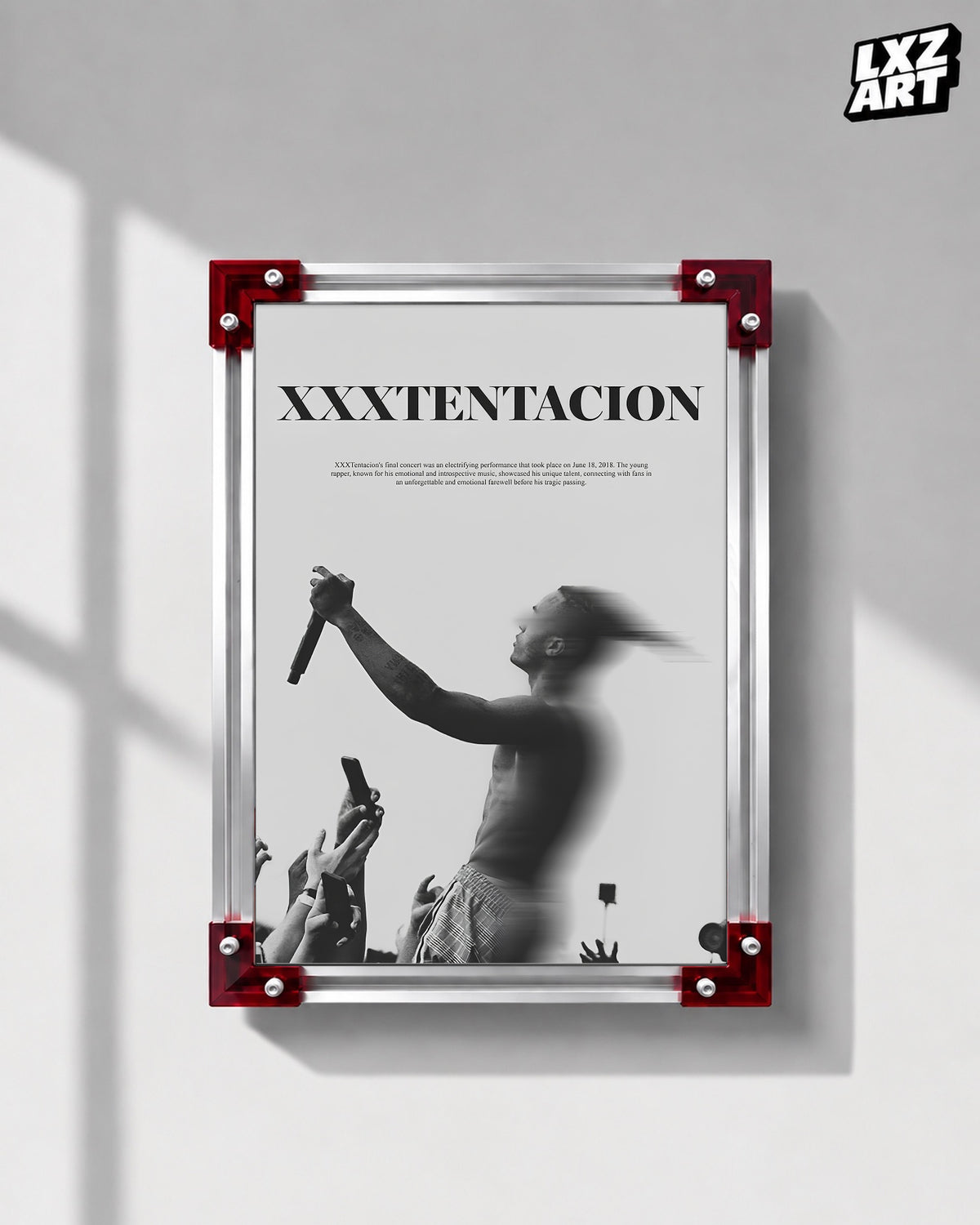 XXXTENTACION Performance Poster | Unframed Bedroom Wall Art — LXZART display 1; frame not included